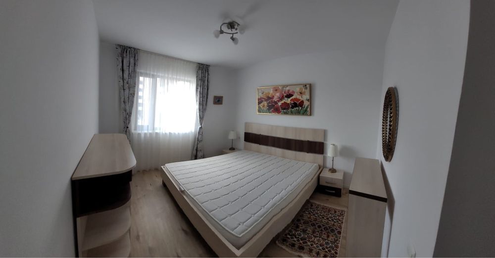 Vand pat(saltea 180x200)cu noptiere si comoda inalta crem cu maro