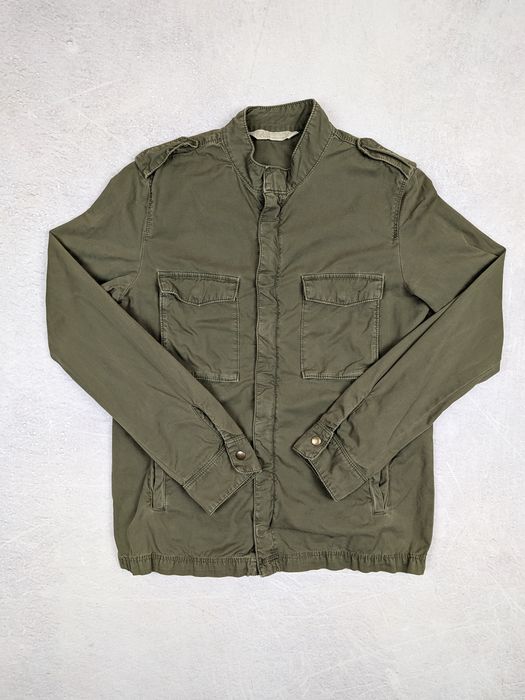 Jachetă Zara Stil Militar Verde Kaki cu Buzunare și Capse - Mărimea S