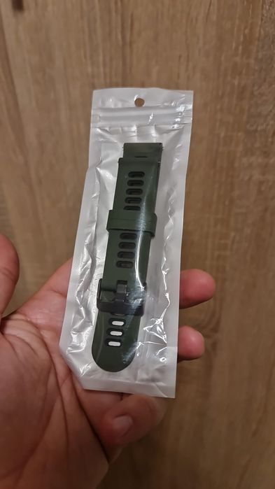 Curea ceas 22mm army black, verde cu negru, cauciuc, NOUA