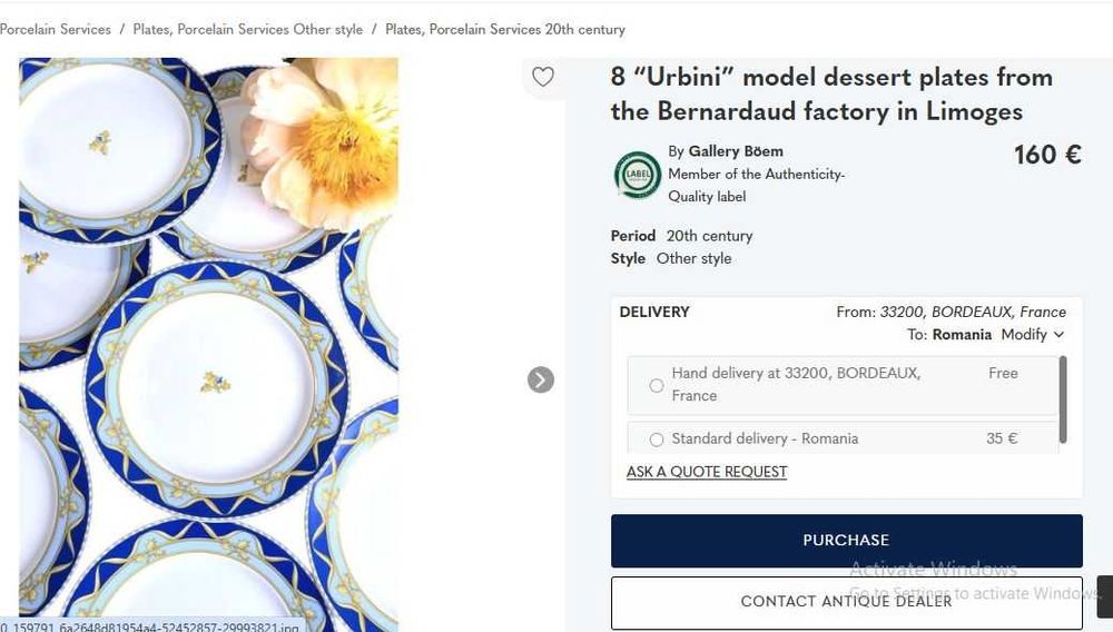 Farfurii portelan Limoges Bernardaud Franta pentru servit peste