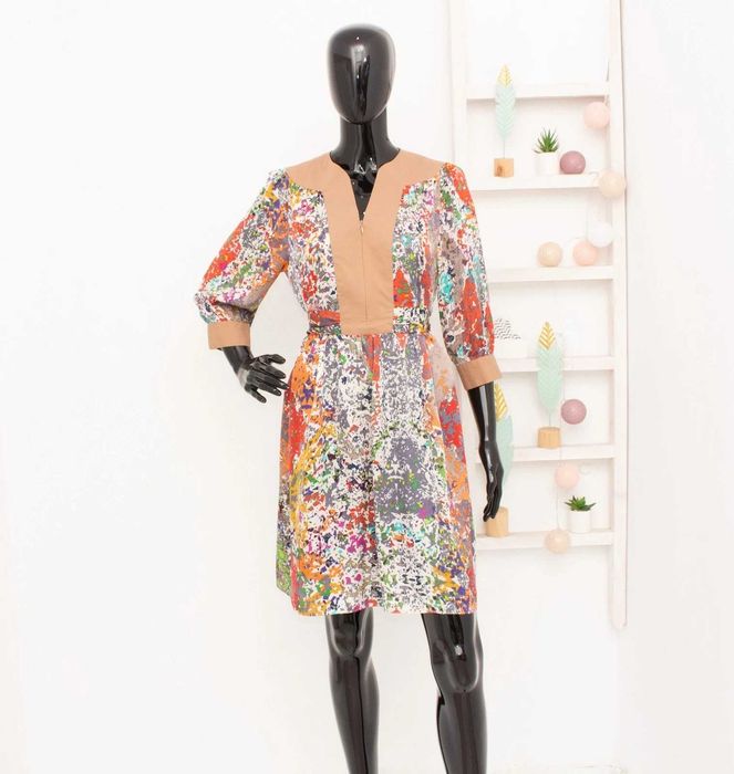 Stefanel оригинална дамска рокля от коприна с колан 36 S