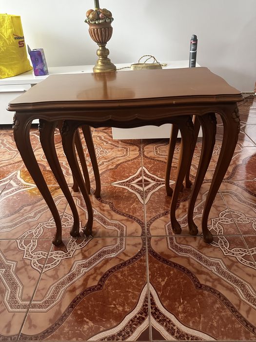 Set 3 măsuțe din lemn masiv – Vintage / Retro – 3 dimensiuni