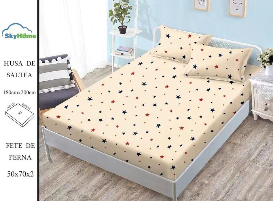 Oferta : trei huse de pat + două fețe de pernă la alegere