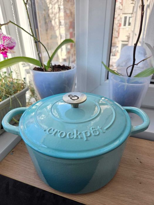 Vas de fontă emailată, 4.7L, rotund înalt, Crock-Pot