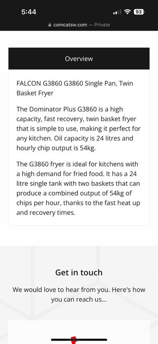 Фритюрник Falcon на газ 24лтр с две кошници с 6 месеца гаранция