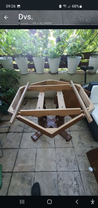 Masa lemn natur 6 laturi