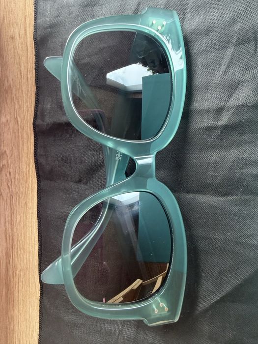 Celine ochelari de soare colectia 2025 turqouse cu lentile gri inchis