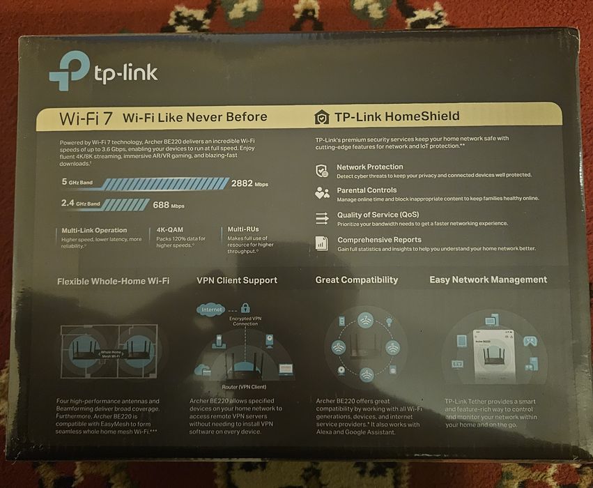 Router WiFi 7 TP-Link Archer BE220 BE3600 NOU