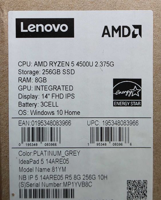 Laptop LENOVO IdeaPad 5 14ARE05 AMD Ryzen 5 4500U 14"8GB 256GB Sigilat