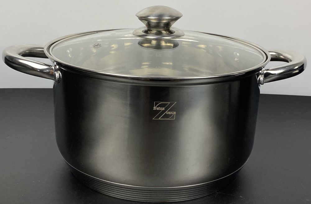 Oala inox 6.4 litri cu capac de sticla pentru gatit zilnic