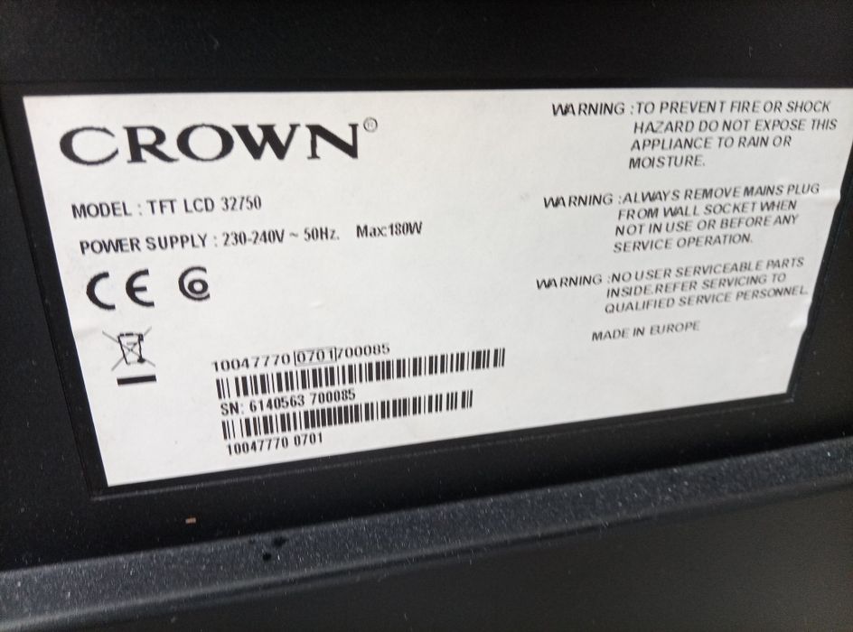 Телевизор Crown цена 25 евро