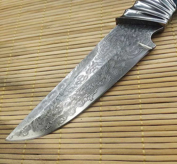 Cutit asiatic tactic Samoa, otel Damasc, teaca piele bovina