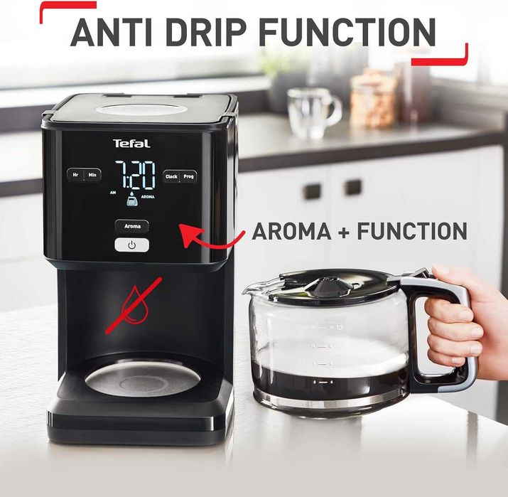 Програмируема филтърна кафемашина Tefal Smart'n Light CM600840/Черна, лек ДЕФЕКТ