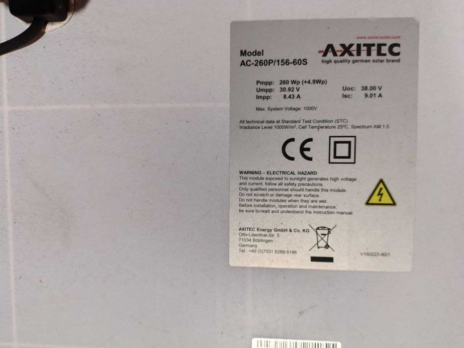 Соларен панел Axitec 260W и Energetica 300W