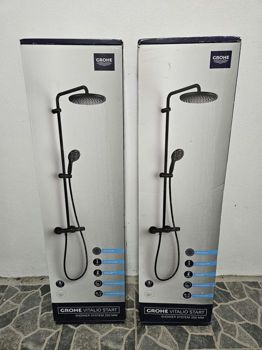 Grohe vitalio start shower system 250 MM,Nou cu baterie termostatată (Negru)
