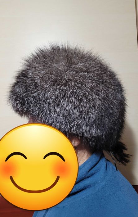 Caciula de blana naturala de vulpe argintie