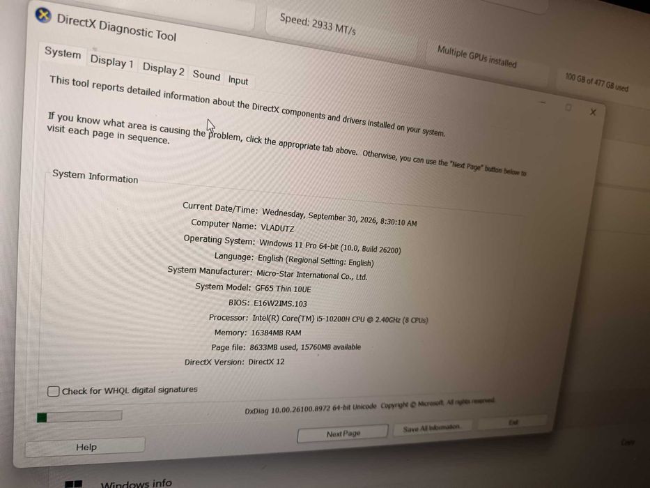 MSI GF65 Thin RTX 3060 6GB / 16GB / 144Hz / i5