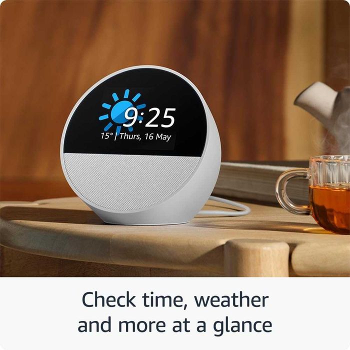 Echo Spot 2024-Smart тонколонка с дисплей и Alexa+ черен цвят/текстура