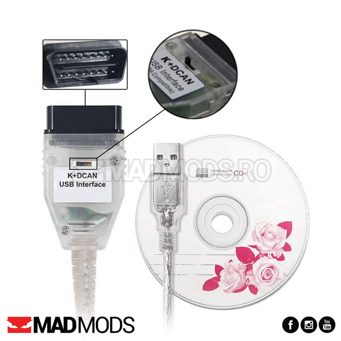 Cablu diagnoza OBD K-DCAN BMW seriile Exx, Fxx, 1995-2013