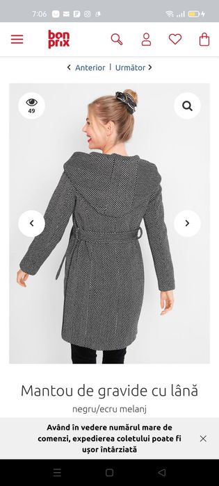 Palton de gravide cu lână