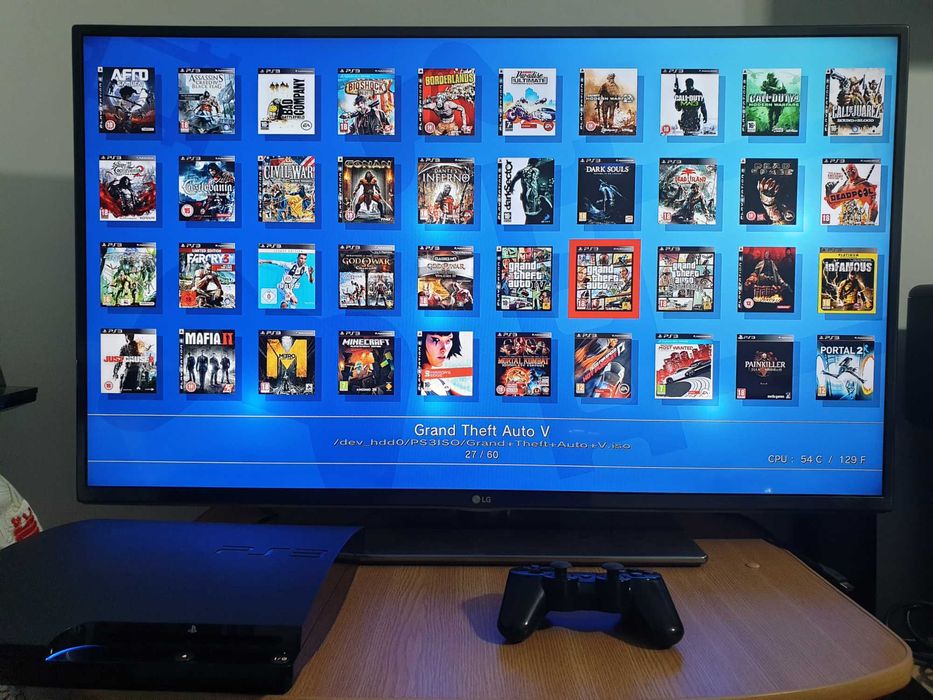 PS3 modat CFW 500 GB + 60 jocuri (GTA V, Red Dead, God of War, NFS)