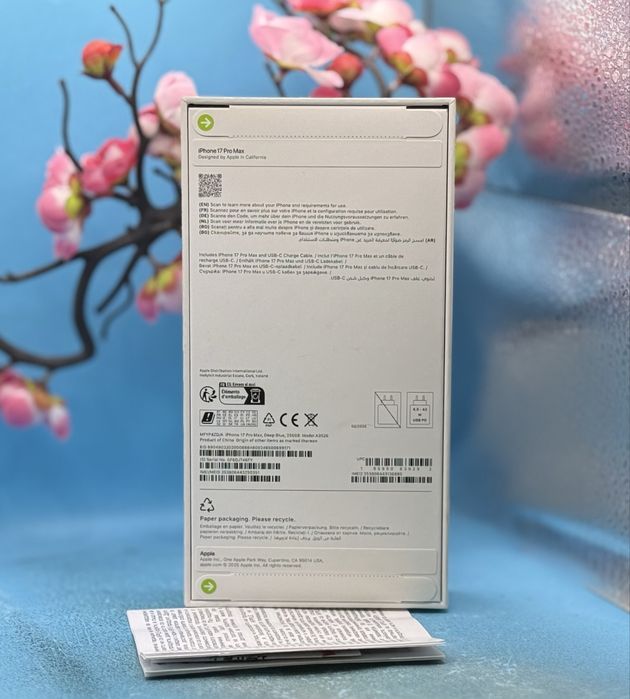 НОВ!!! Apple iPhone 17 Pro Max, 256GB, 5G, Deep Blue +  адаптер Apple