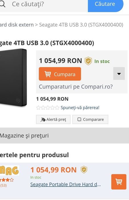 HDD / Hard Disk Portabil 4TB SEAGATE USB 3.0 pt PC, Mac, Xbox, PS5 etc