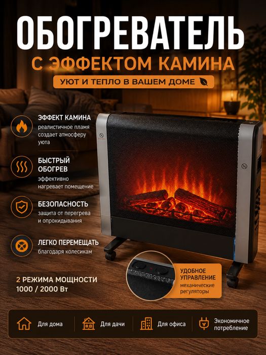 Продам новые обогреватели в упаковках с эффектом  камина