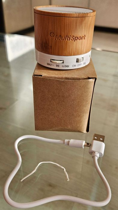 Преносима тонколона Round Bamboo Bluetooth