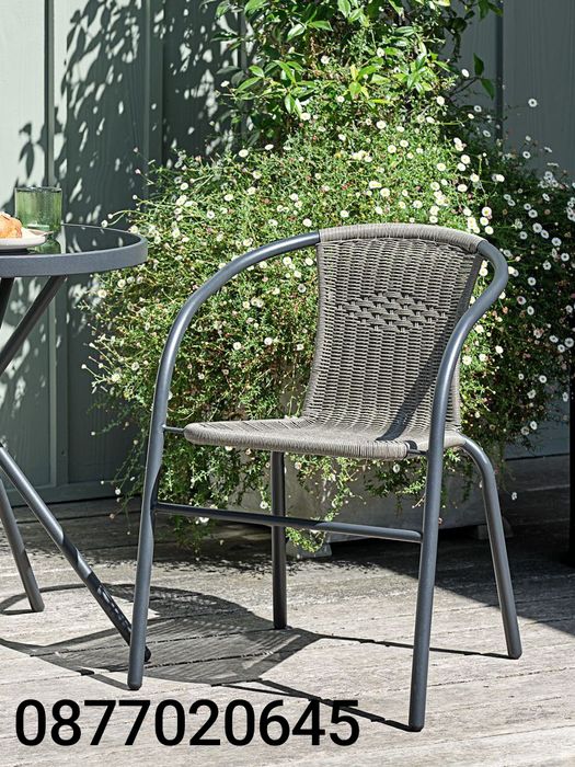 Градински стол Ратан Подреждащ се, Стомана, Пластмаса, Черен, 70×60×55