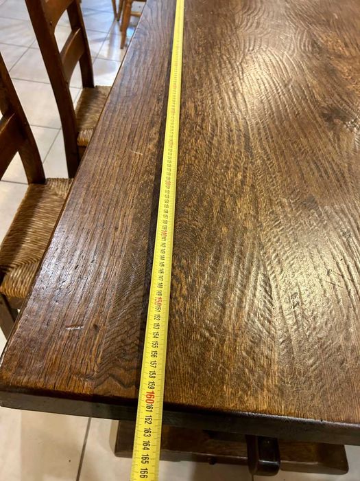 Масивна Дъбова маса + 4 стола  и 2 табуретки Холандия