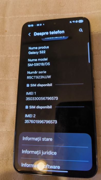 Samsung s22 în garanție negru 128gb/8gb liber