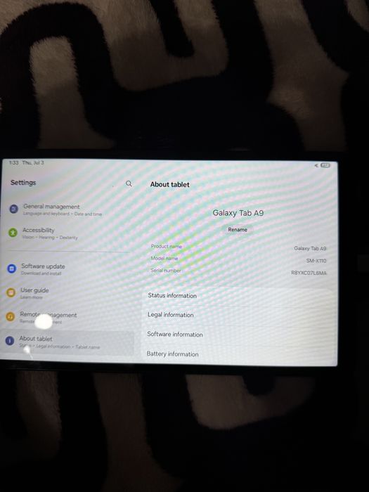 Samsung Galaxy Tab A9 128GB + SIM 4G, stare bună, funcționează perfect