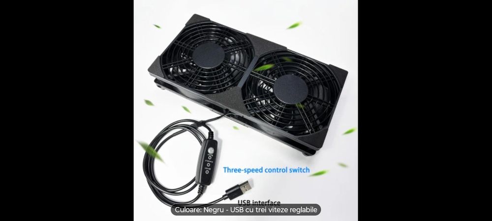 Cooler 2 ventilatoare / acvariu / calculator / router /etc