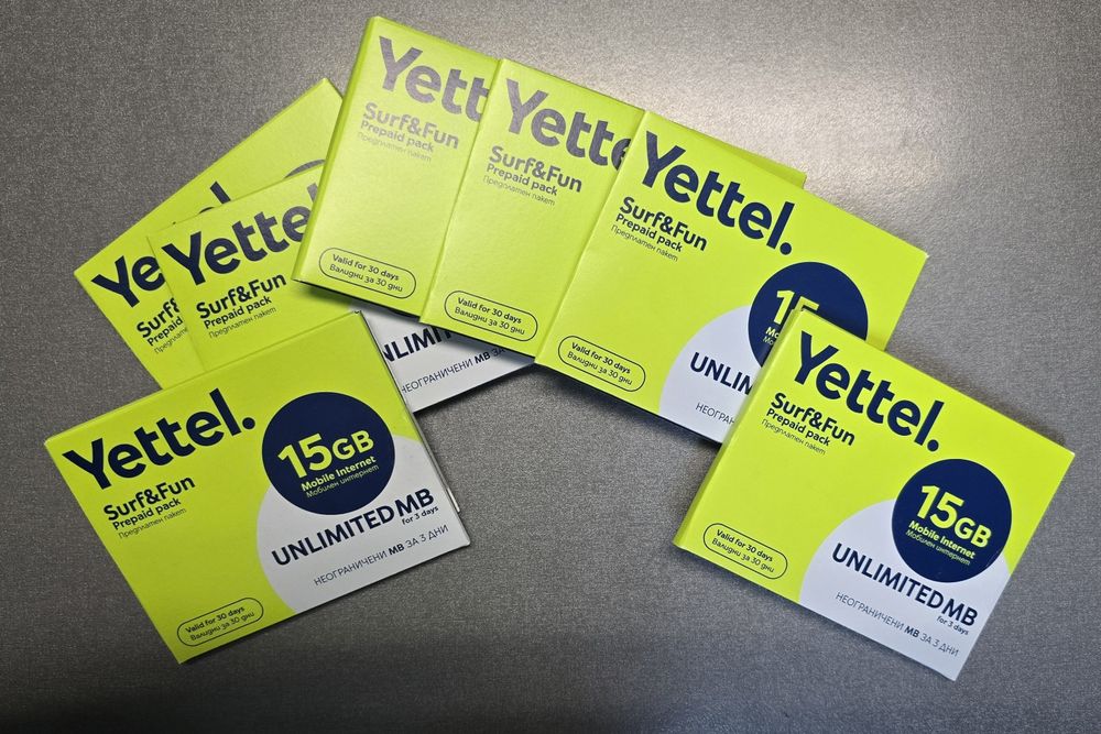 Сим карта 15GB Yettel за смартфон или бисквитка за интернет Wi-fi