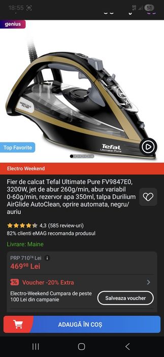 Fier de călcat Tefal Ultimate Pure FV9847E0