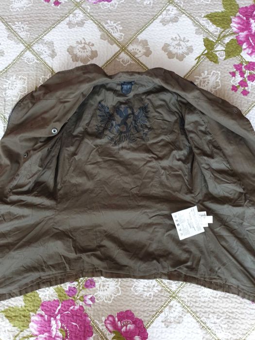 Jacheta olive army bumbac piele naturala