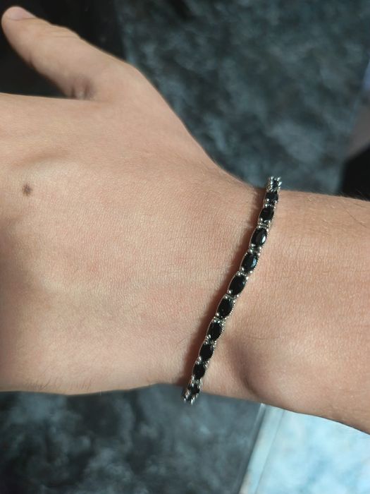 Bratara din argint 925 cu pietre negre Marquise