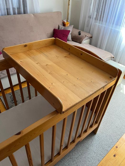 Pat copii din lemn cu saltea de cocos - husa detasabila