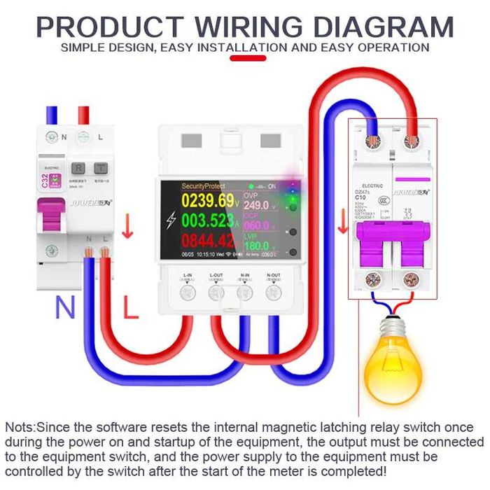 WIFI термостат за DIN шина (40A!)