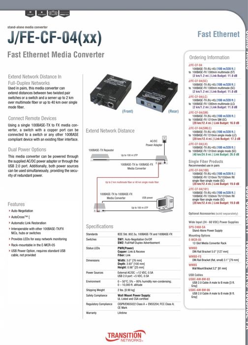Transition networks media converter