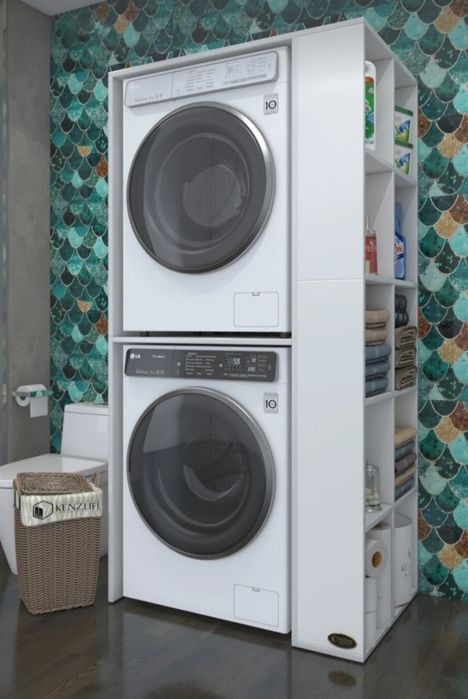 Шкаф за пералня и сушилня с рафтове