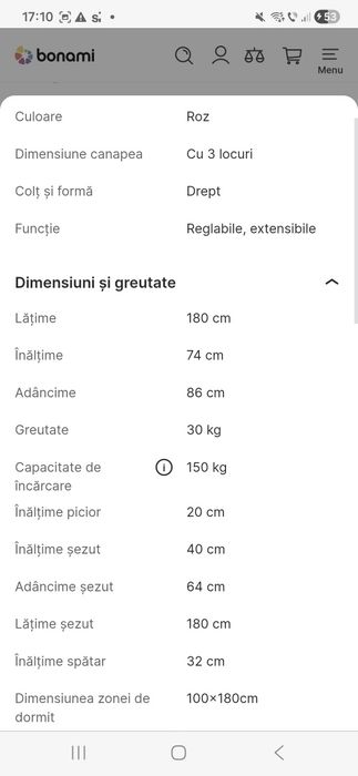 Canapea extensibila in Arad