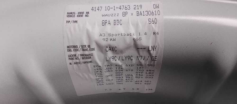 Dezmembrez Audi A3 s-line 1,4 tfsi