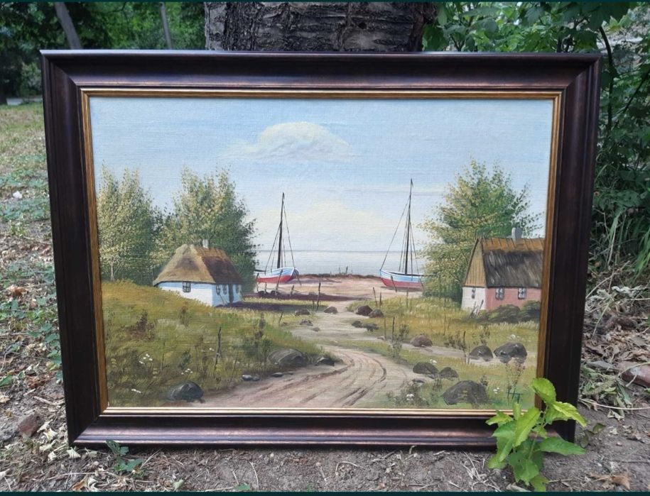 Красива Стара Картина Живопис  Маслени Бои на Платно