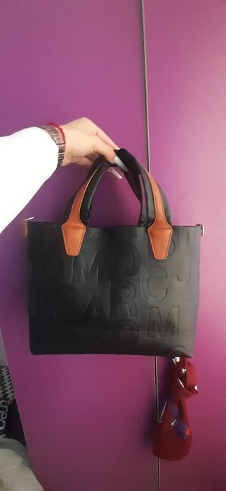 geanta cu barete neagra din piele