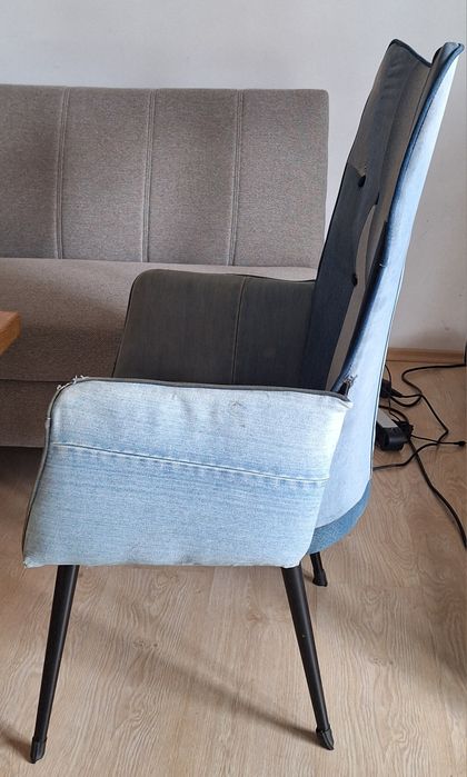 Vând scaun cu spătar înalt denim pânză