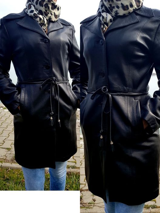 Haina din piele naturala lunga,  de dama