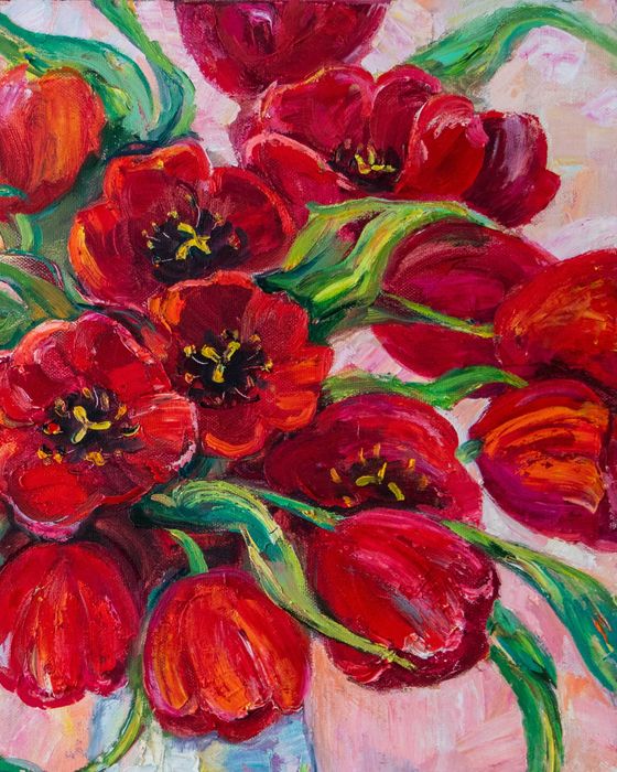 Картина "Тюльпаны." Холст,масло. 75х85 см.