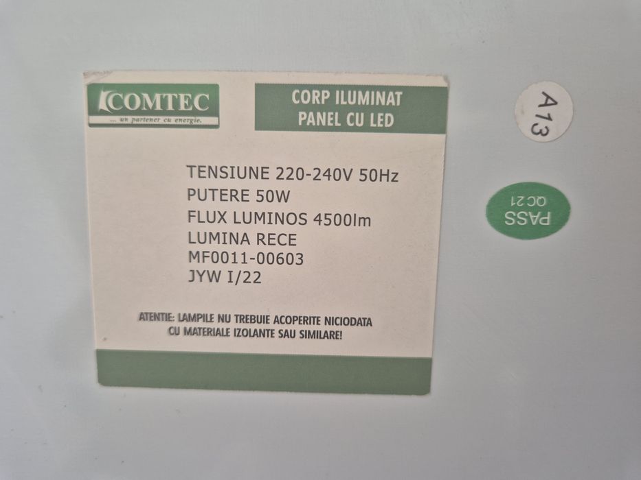 Panou LED incastrabil 50W 600x600mm 4500K alb rece rama argintie